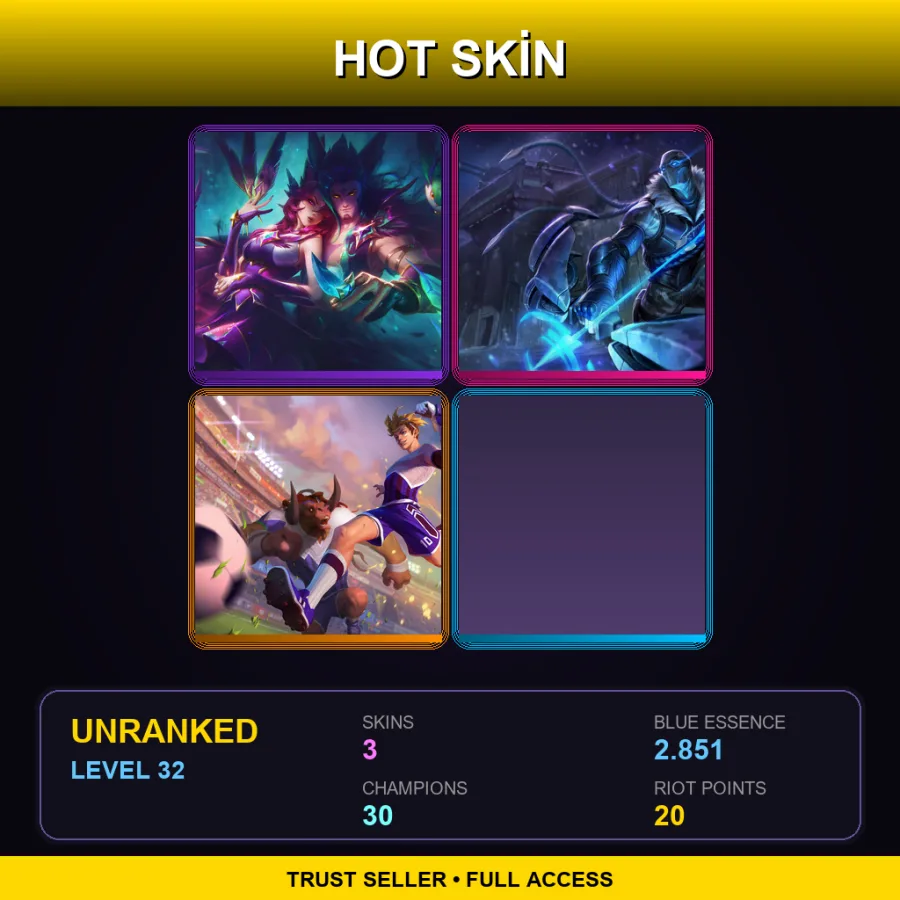 EUNE | Lv32 | Unranked | 3 Skin | 30 Champ — LoL account