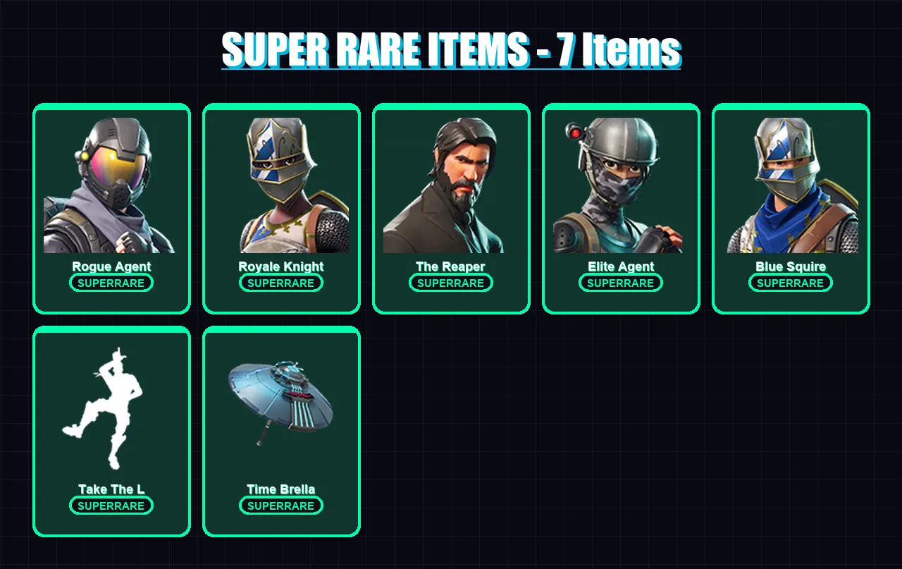 [PC/PSN] | Rogue Agent | Royale Knight | The Reaper | Elite Agent | Blue Squire | 13 skin | 15 pickaxe | 23 emote | 18 glider | Lv370 — Fortnite account