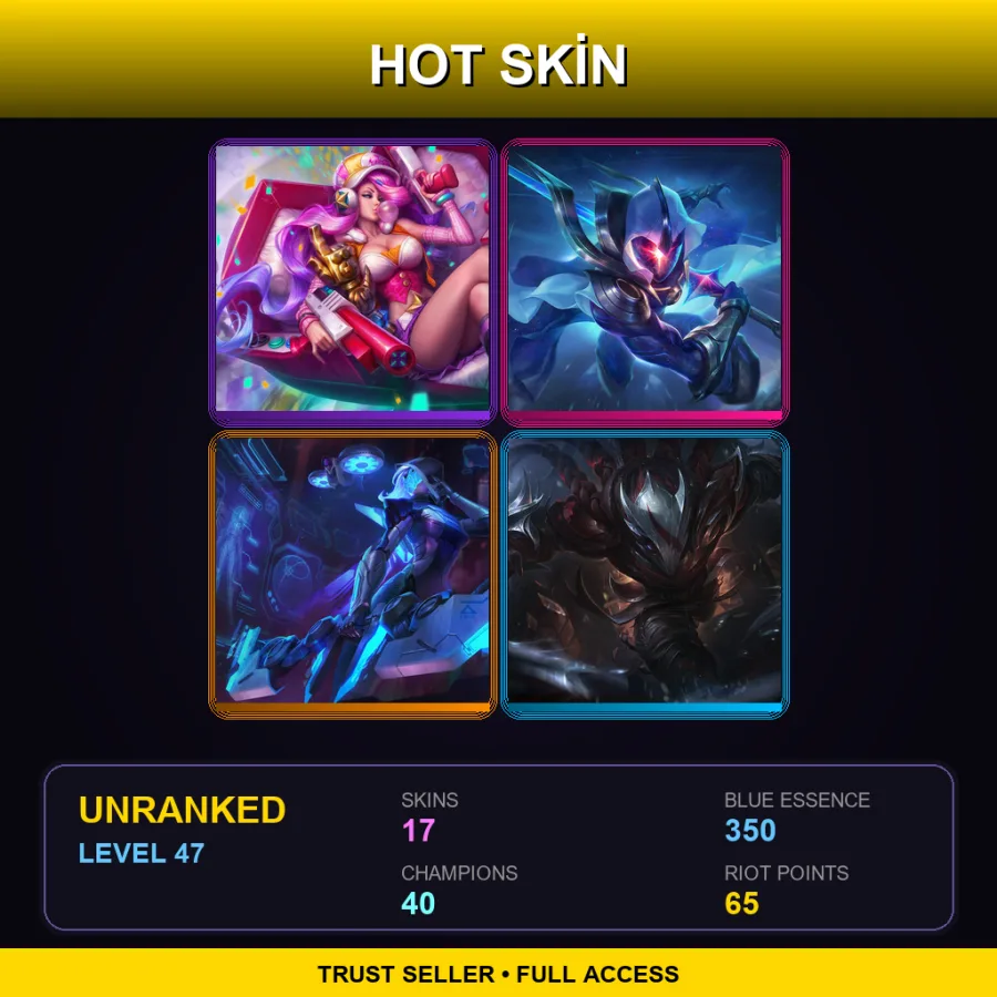 EUW | Lv47 | Unranked | 17 Skin | 40 Champ — LoL account