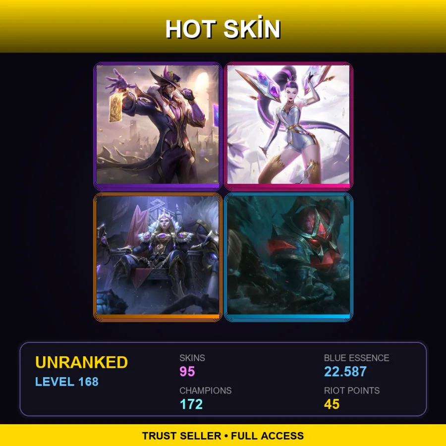 TR | Lv168 | Unranked | 95 Skin | 172 Champ