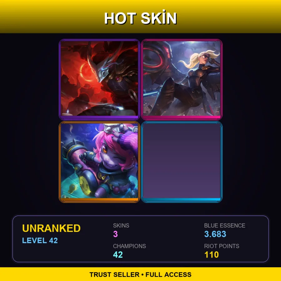 EUNE | Lv42 | Unranked | 3 Skin | 42 Champ — LoL account