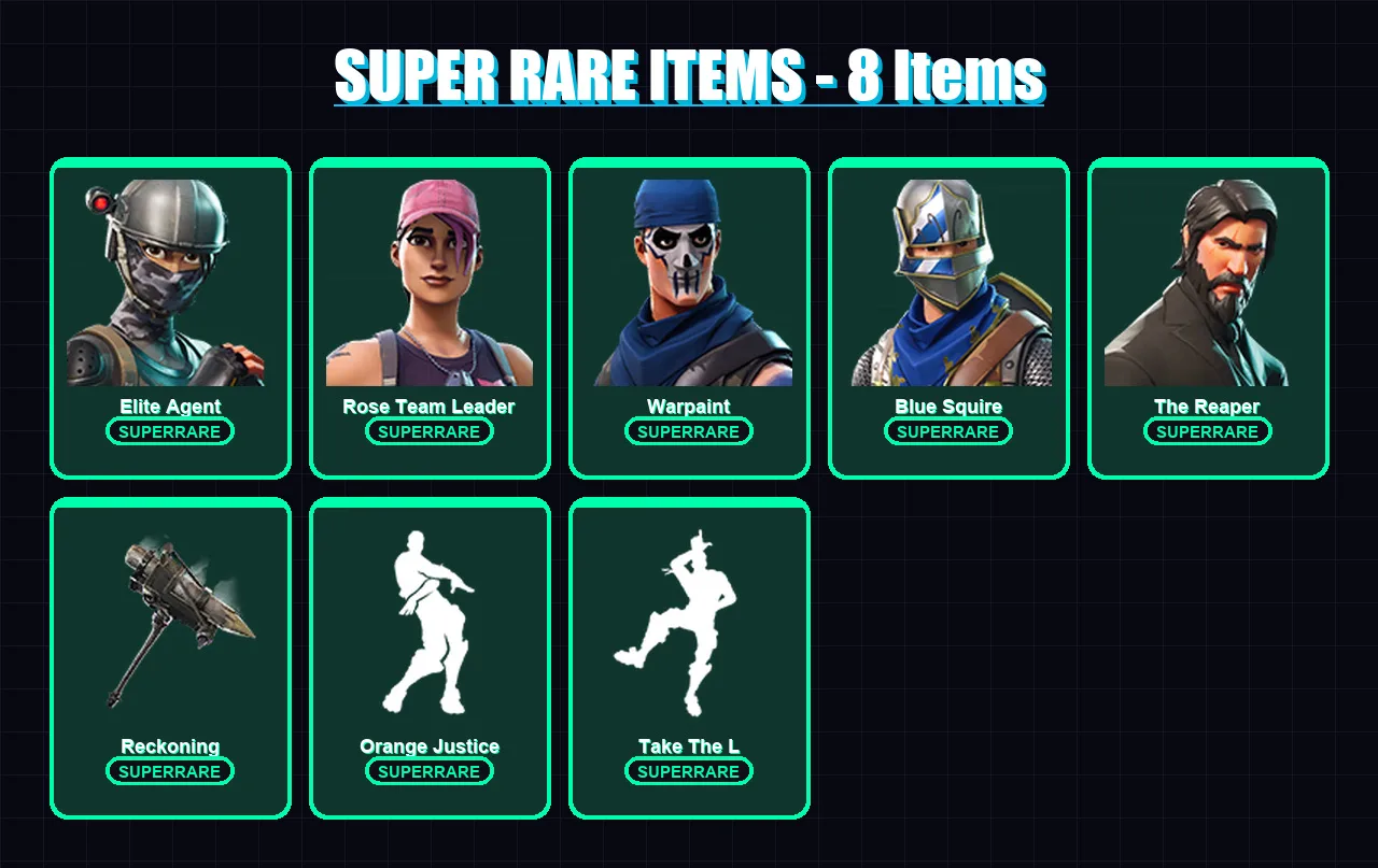 [PC/XBOX/PSN] | Elite Agent | Rose Team Leader | Warpaint | Blue Squire | The Reaper | 45 skin | 32 pickaxe | 22 emote | 26 glider | Lv226 — Fortnite account