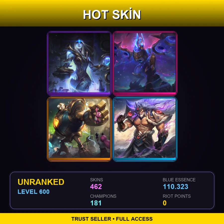VN | Lv600 | Unranked | 462 Skin | 181 Champ with Bard