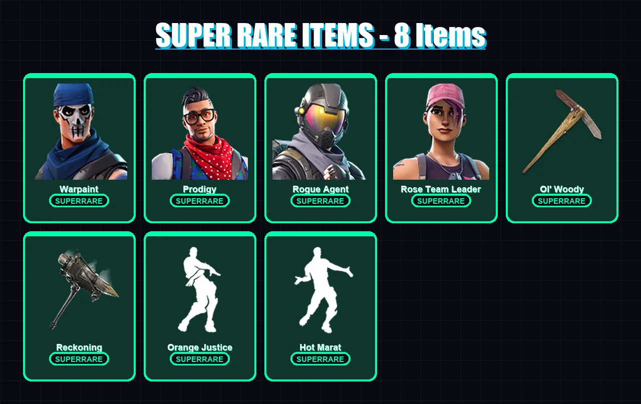 [PC/XBOX] | Warpaint | Prodigy | Rogue Agent | Rose Team Leader | Dire | 74 skin | 69 pickaxe | 60 emote | 68 glider | Lv793