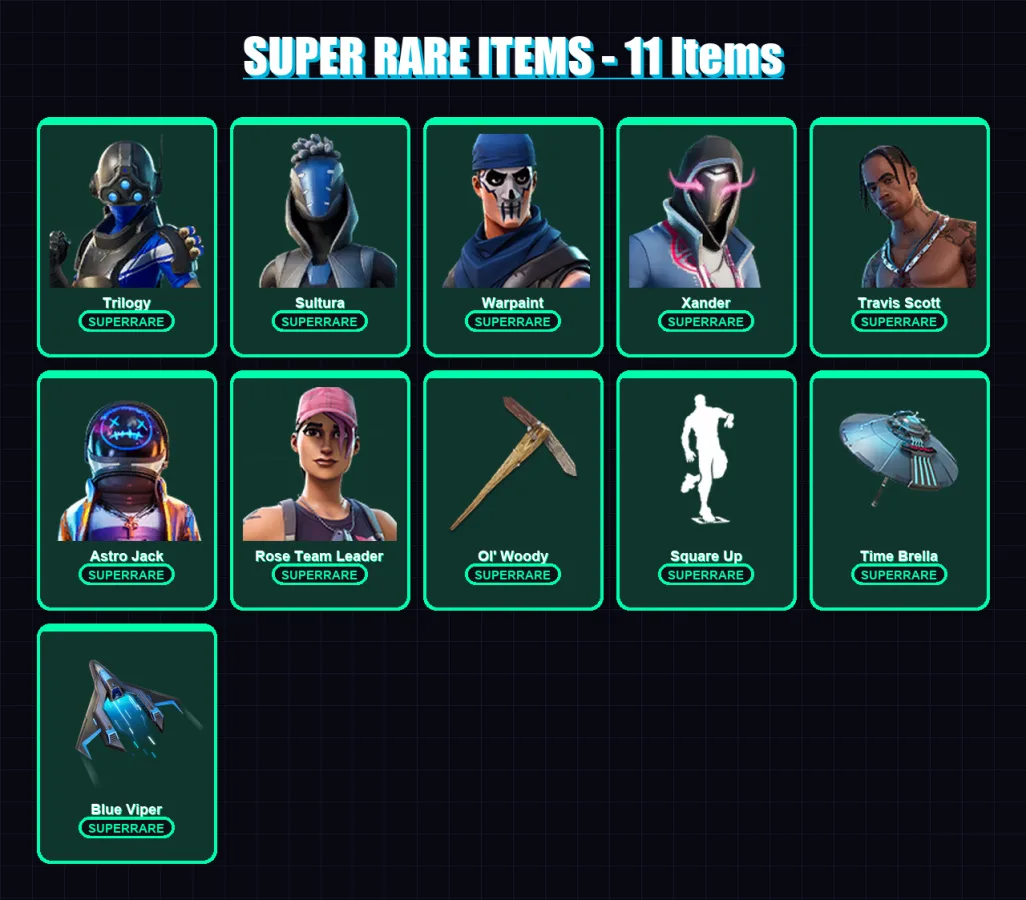 [PC/XBOX] | Trilogy | Sultura | Warpaint | Xander | Travis Scott | 92 skin | 139 pickaxe | 113 emote | 121 glider | Lv1753