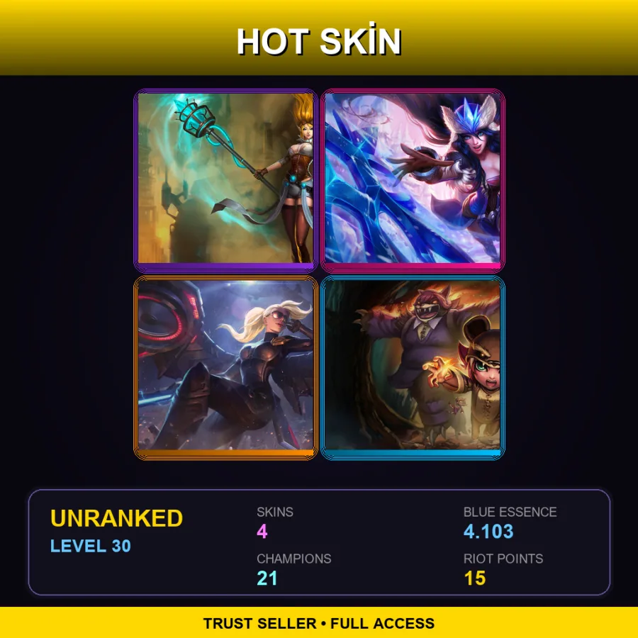 NA | Lv30 | Unranked | 4 Skin | 21 Champ