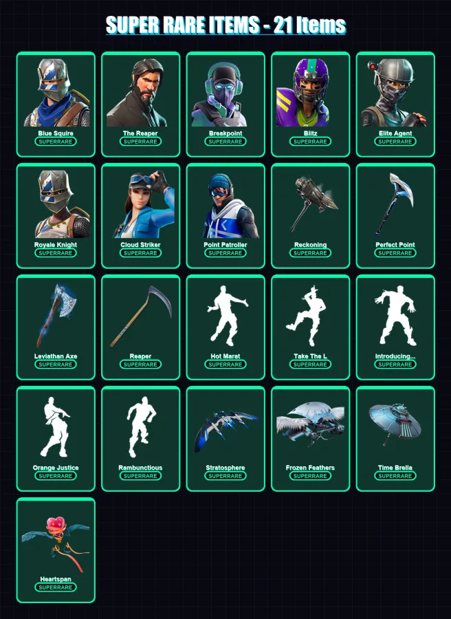 [PC/XBOX] | Blue Squire | The Reaper | Breakpoint | Blitz | Elite Agent | 193 skin | 146 pickaxe | 151 emote | 136 glider | Lv2167