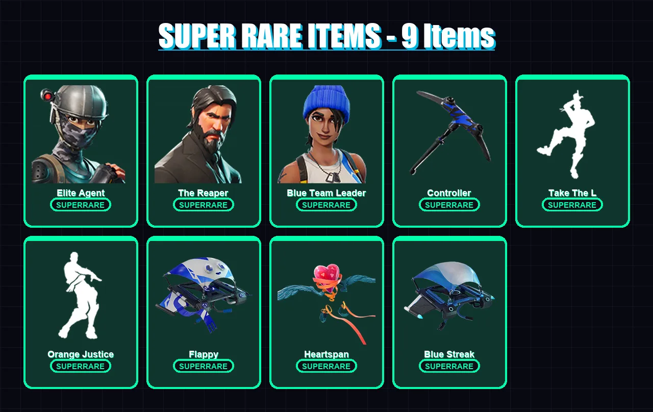 [PS4/PS5/XBOX/PC] | Elite Agent | The Reaper | Blue Team Leader | Love Ranger | Carbide | 31 skin | 25 pickaxe | 35 emote | 38 glider | Lv443 — Fortnite account