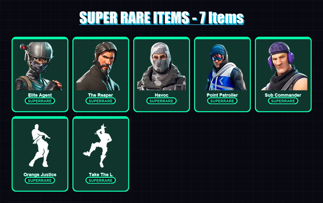 [PC] | Elite Agent | The Reaper | Havoc | Point Patroller | Sub Commander | 82 skin | 88 pickaxe | 72 emote | 82 glider | Lv1093 — Game account