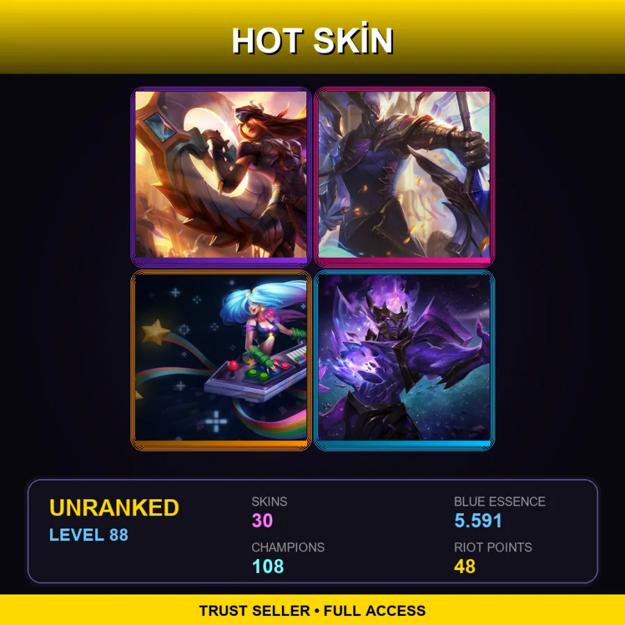 EUW | Lv88 | Unranked | 30 Skin | 108 Champ