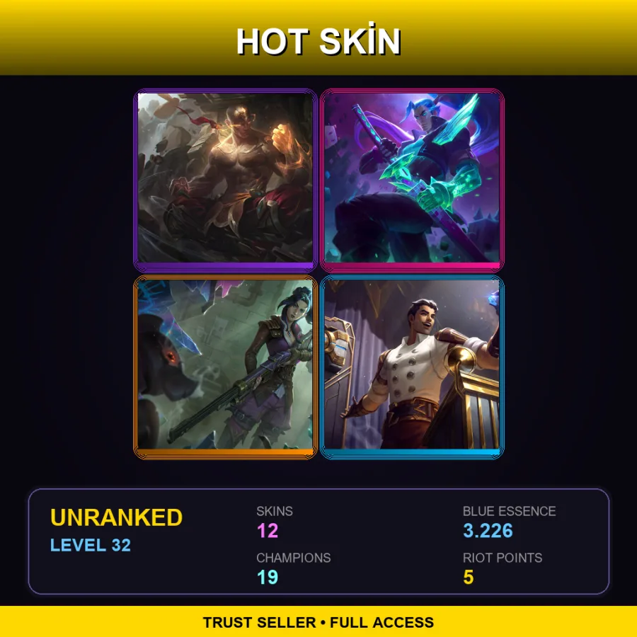 VN | Lv32 | Unranked | 12 Skin | 19 Champ — LoL account