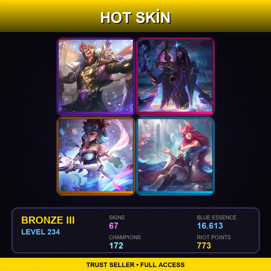BR | Victorious Draven | Dark Cosmic Jhin | Spirit Blossom Evelynn | Spirit Blossom Ahri | 67 Skin | 172 Champ | Bronze III | Lv234