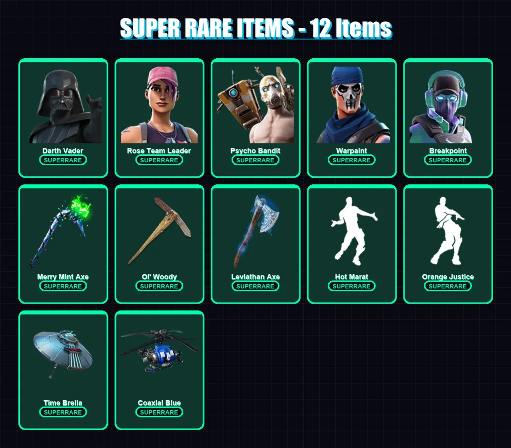 [PC/XBOX/PSN] | Darth Vader | Rose Team Leader | Psycho Bandit | Warpaint | Breakpoint | 197 skin | 222 pickaxe | 179 emote | 184 glider | Lv3140
