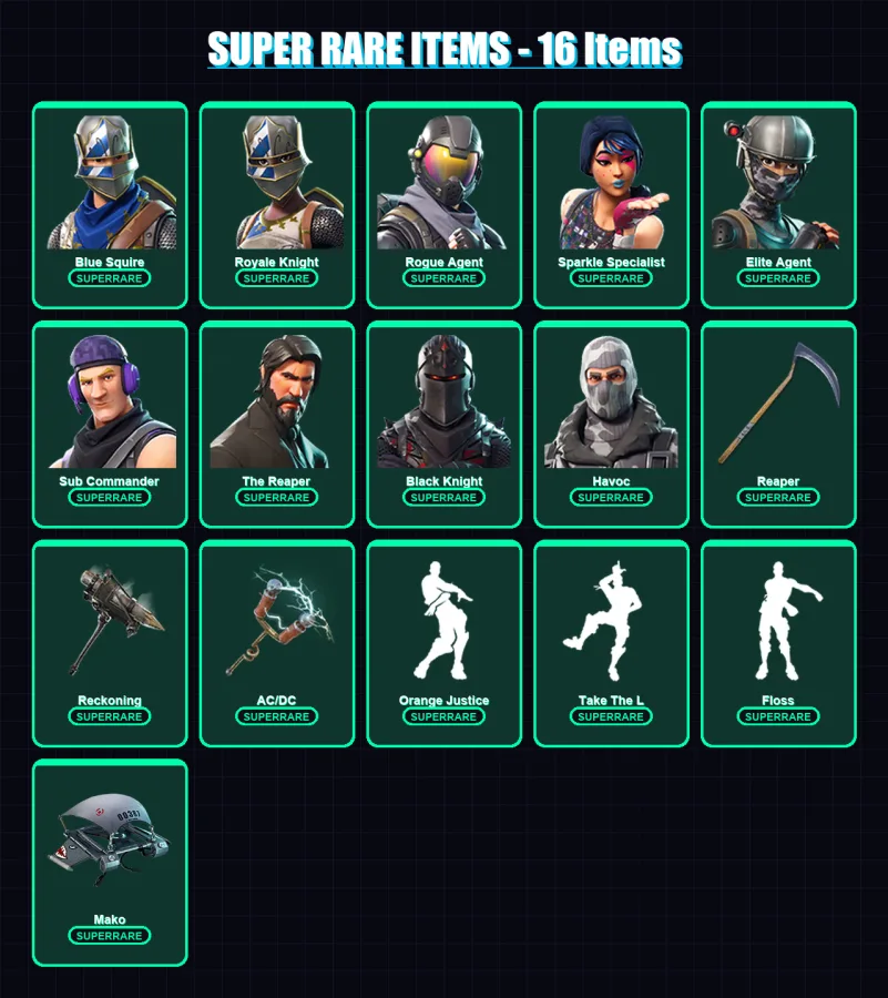 [PC/XBOX/PSN] | Blue Squire | Royale Knight | Rogue Agent | Sparkle Specialist | Elite Agent | 47 skin | 57 pickaxe | 55 emote | 68 glider | Lv1236