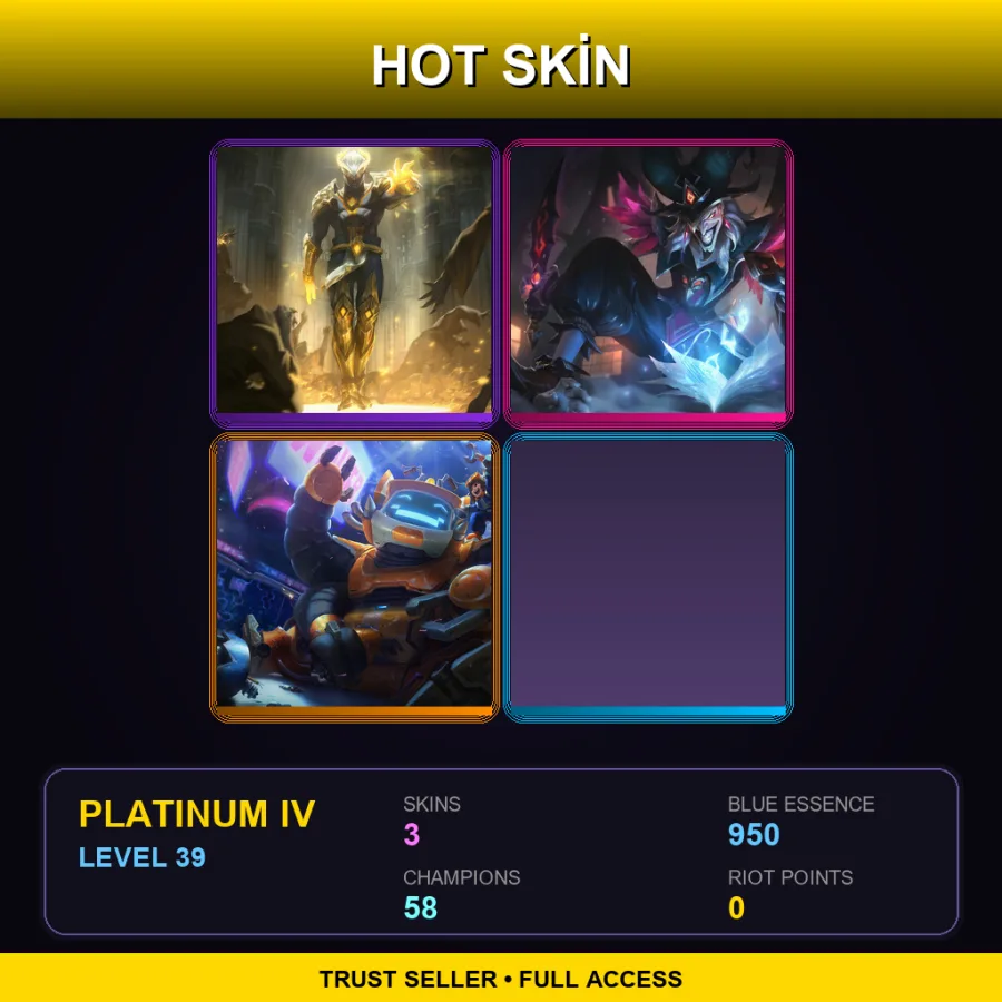 TR | Lv39 | Platinum IV | 3 Skin | 58 Champ