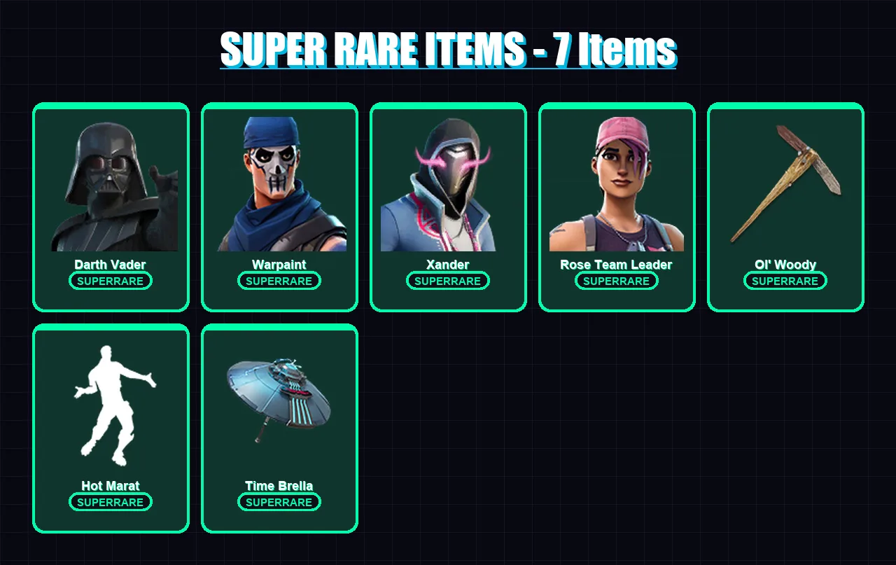 [PS4/PS5/XBOX/PC] | Darth Vader | Warpaint | Xander | Rose Team Leader | The Imagined | 68 skin | 68 pickaxe | 57 emote | 54 glider | Lv723
