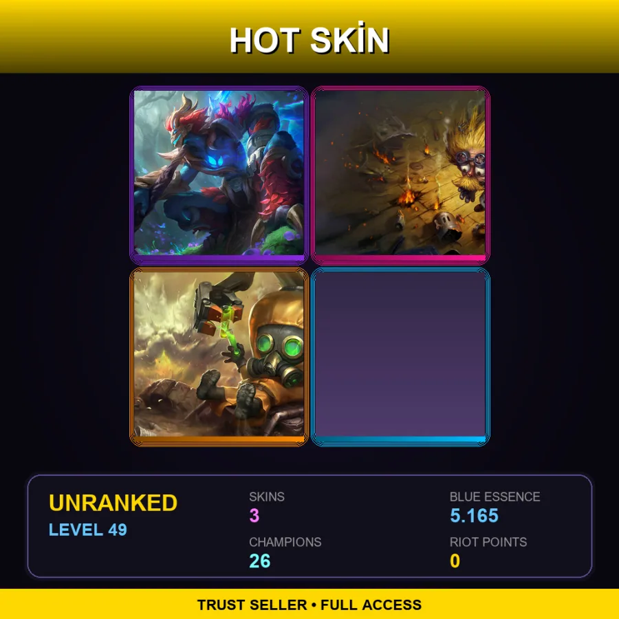 OCE | Lv49 | Unranked | 3 Skin | 26 Champ
