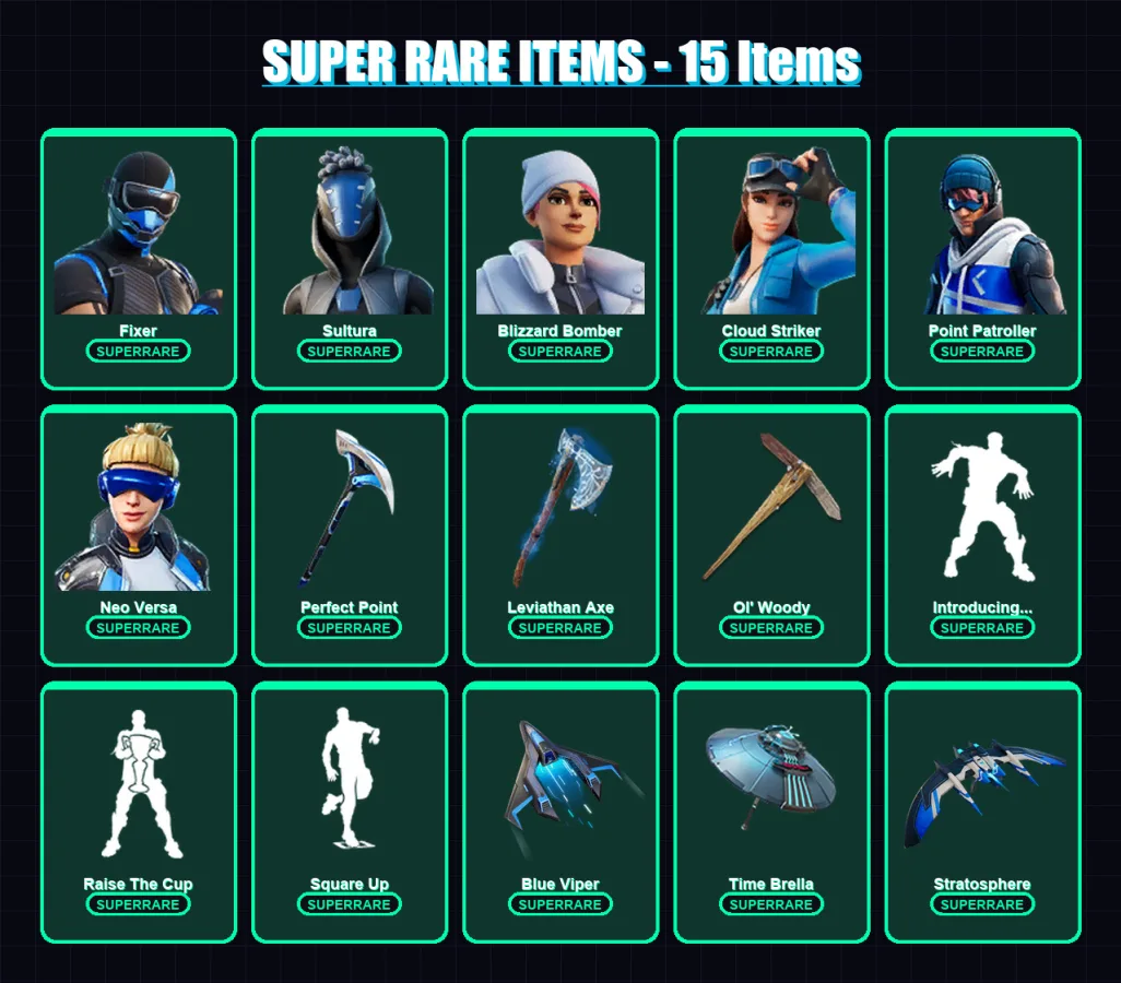 [PC/XBOX/PSN] | Fixer | Sultura | Blizzard Bomber | Cloud Striker | Point Patroller | 150 skin | 169 pickaxe | 147 emote | 144 glider | Lv2255