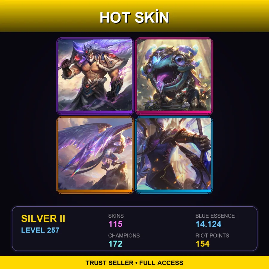 EUW | Lv257 | Silver II | 115 Skin | 172 Champ