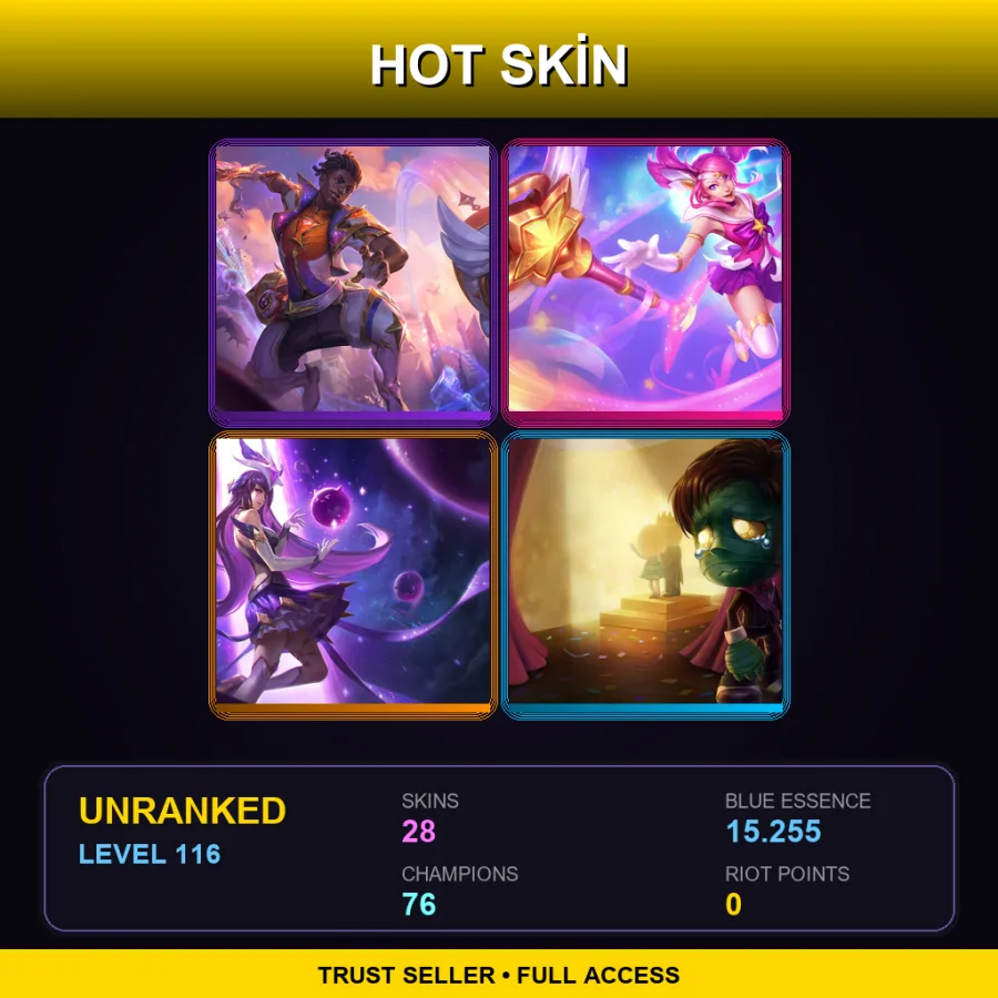 EUNE | Lv116 | Unranked | 28 Skin | 76 Champ — LoL account