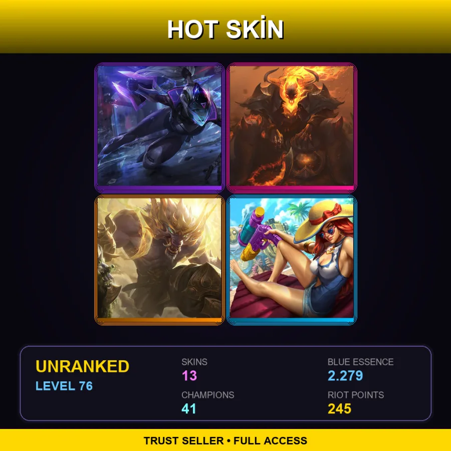 EUNE | Lv76 | Unranked | 13 Skin | 41 Champ
