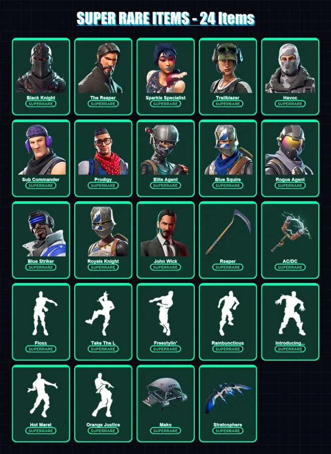 [PC/XBOX/PSN] | Black Knight | The Reaper | Sparkle Specialist | Trailblazer | Havoc | 130 skin | 141 pickaxe | 197 emote | 113 glider | Lv4232 — Fortnite account
