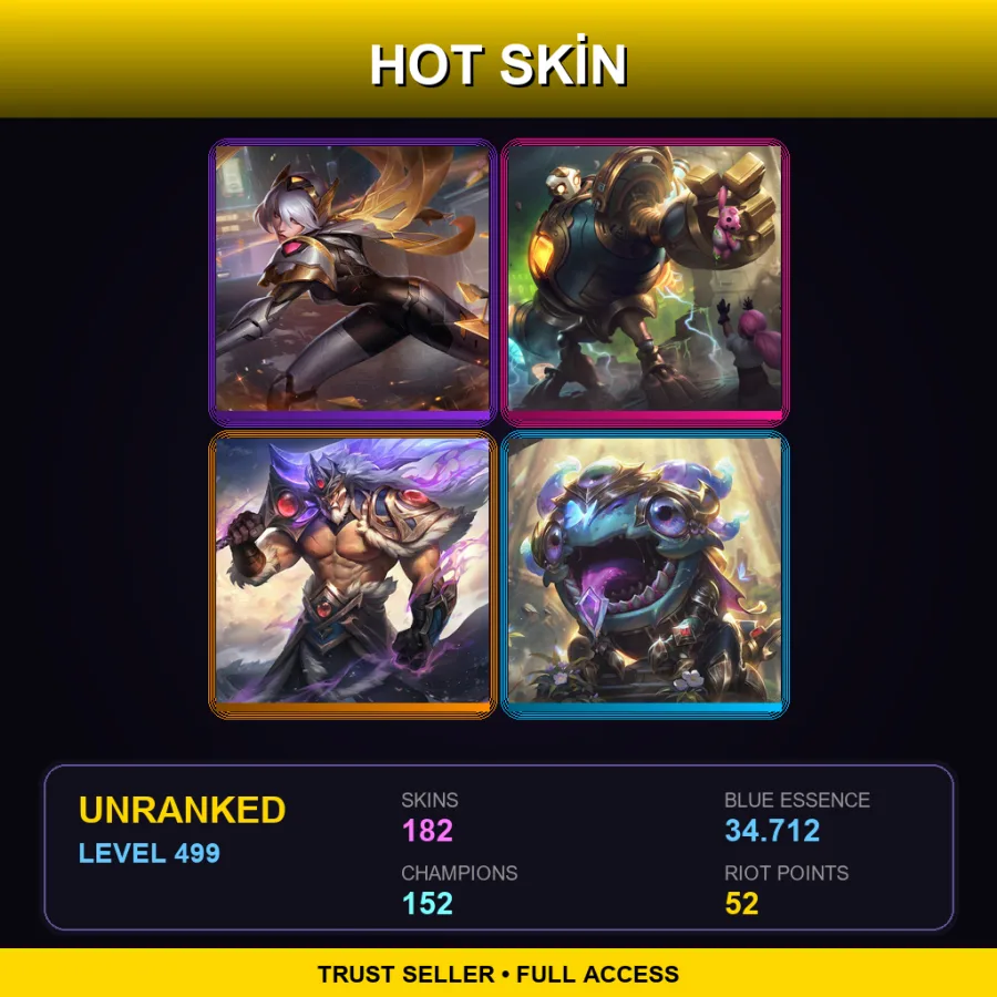 LAN | Lv499 | Unranked | 182 Skin | 152 Champ