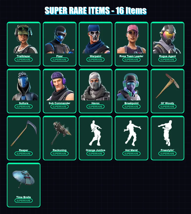 [PC] | Trailblazer | Fixer | Warpaint | Rose Team Leader | Rogue Agent | 112 skin | 113 pickaxe | 98 emote | 112 glider | Lv1328
