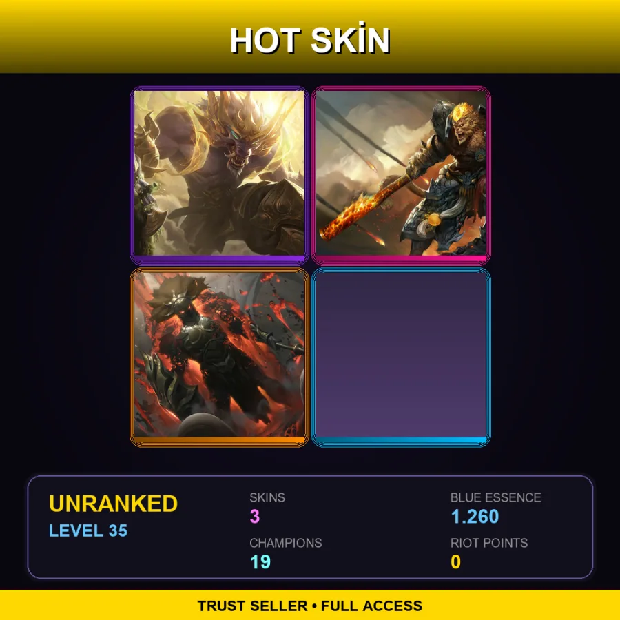 EUW | Lv35 | Unranked | 3 Skin | 19 Champ