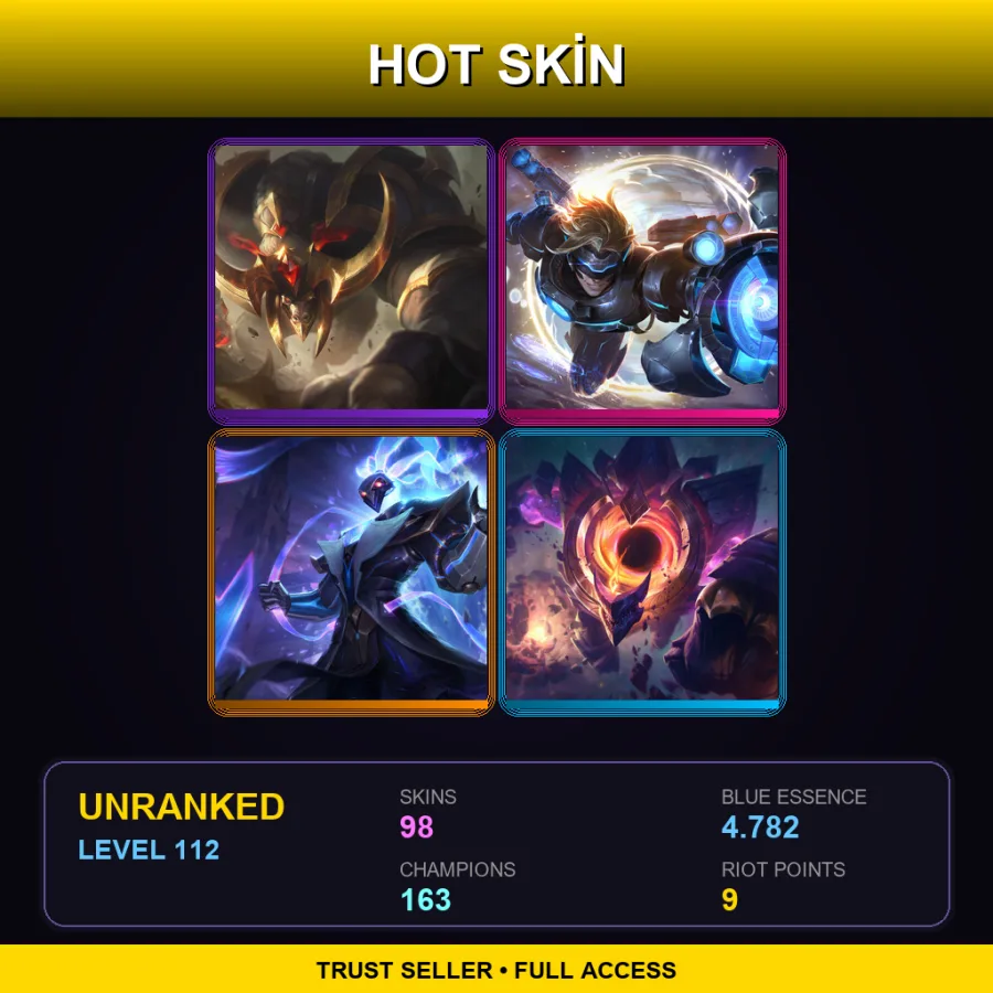 VN | Lv112 | Unranked | 98 Skin | 163 Champ — LoL account