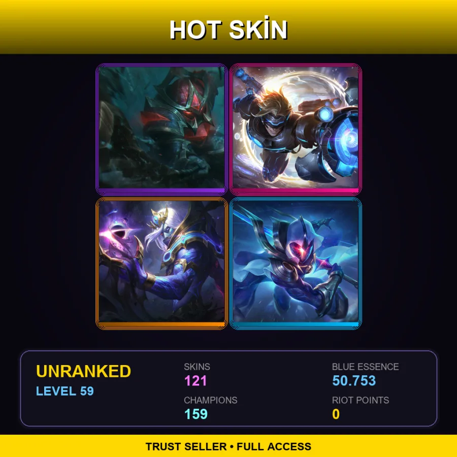 SG | Lv59 | Unranked | 121 Skin | 159 Champ