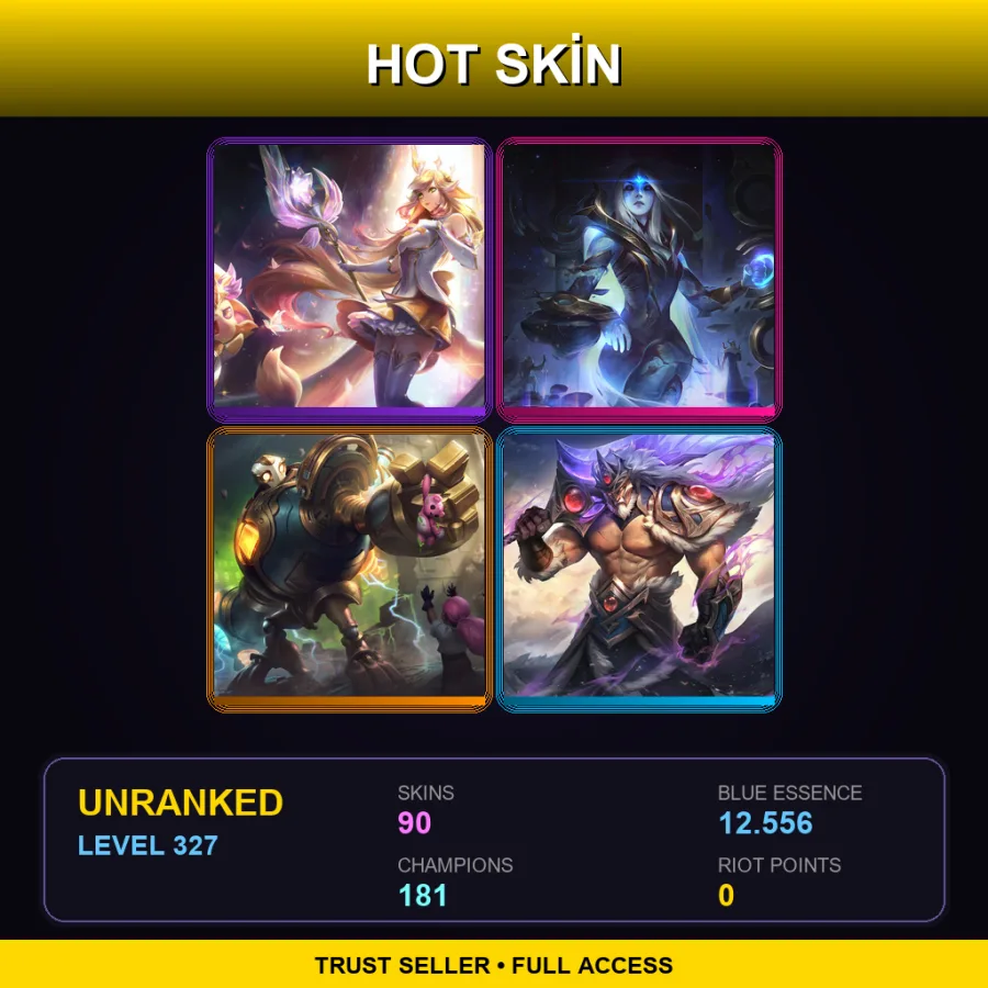 EUNE | Lv327 | Unranked | 90 Skin | 181 Champ — Solar Eclipse Leona
