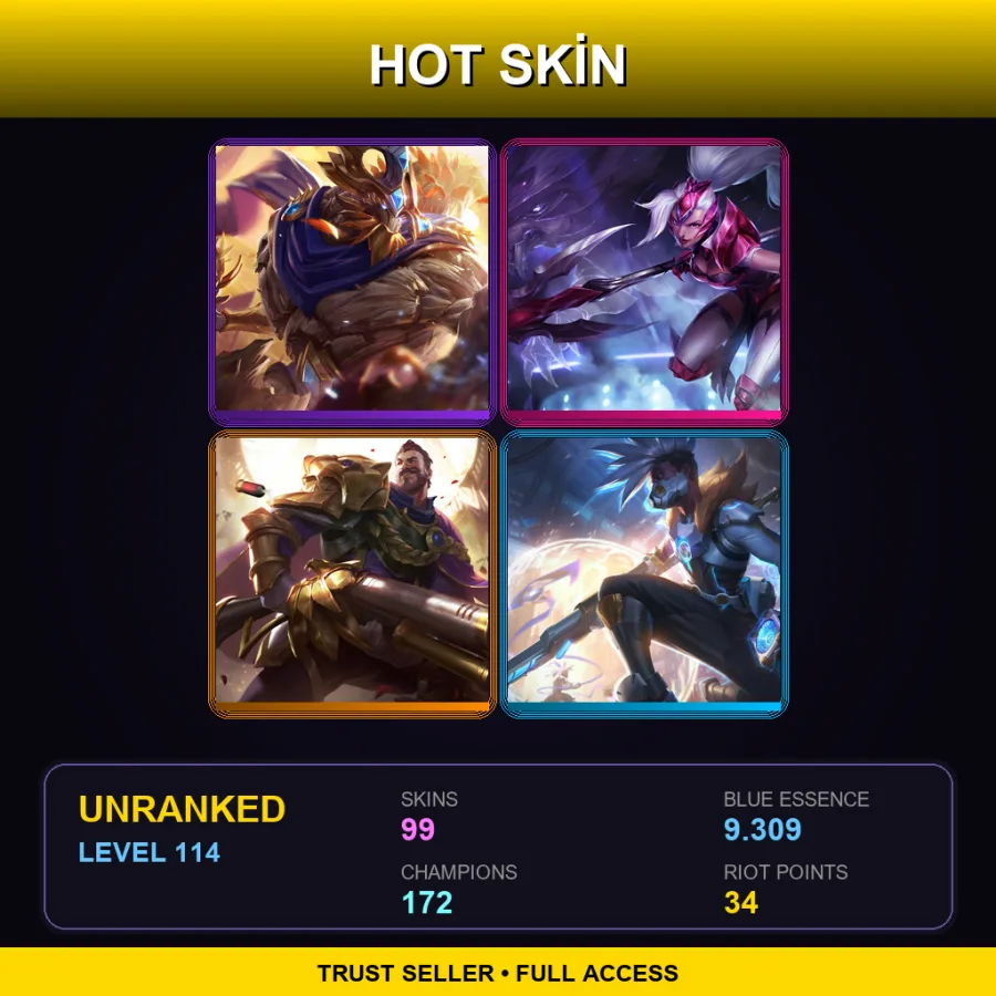 VN | Lv114 | Unranked | 99 Skin | 172 Champ