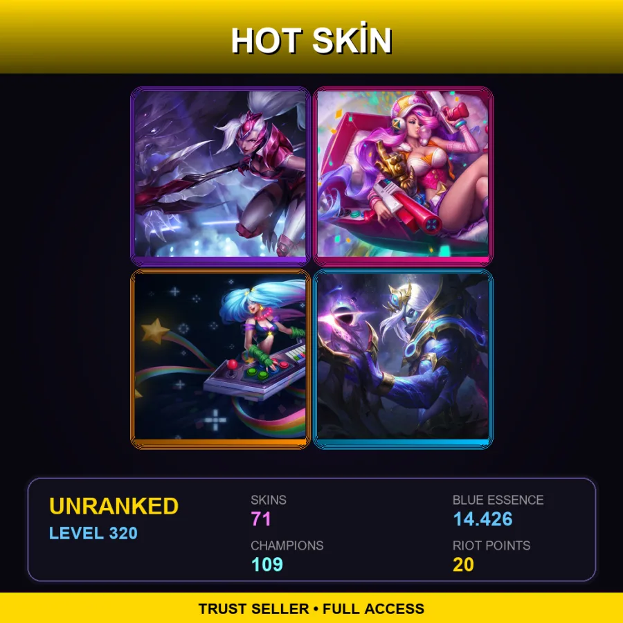 EUW | Challenger Nidalee | Arcade Miss Fortune | Arcade Sona | Cosmic Devourer Vladimir | 71 Skin | 109 Champ | Lv320