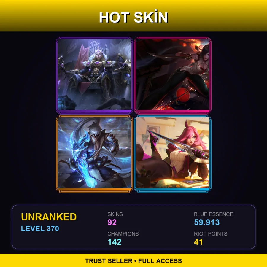 EUNE | Lv370 | Unranked | 92 Skin | 142 Champ