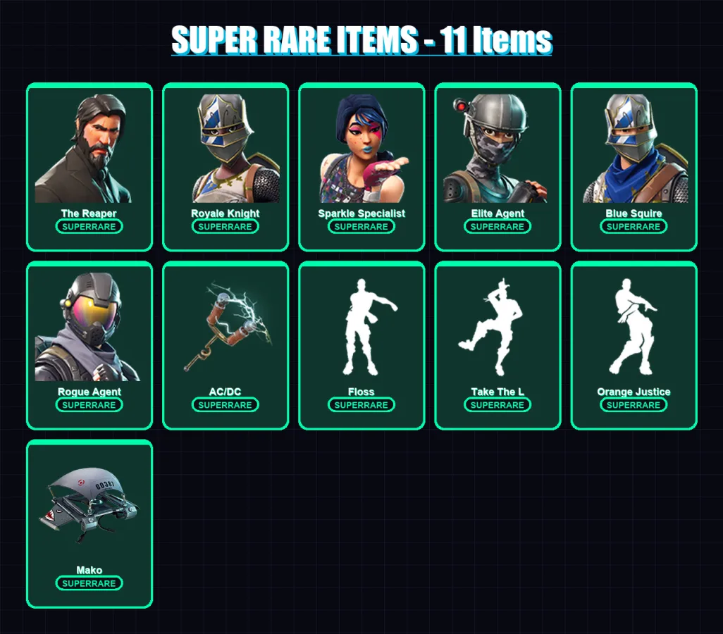 [PC/PSN] | The Reaper | Royale Knight | Sparkle Specialist | Elite Agent | Blue Squire | 39 skin | 34 pickaxe | 42 emote | 32 glider | Lv521 — Fortnite account