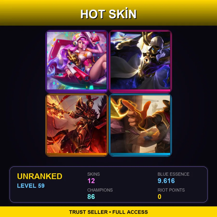 SG | Lv59 | Unranked | 12 Skin | 86 Champ — LoL account