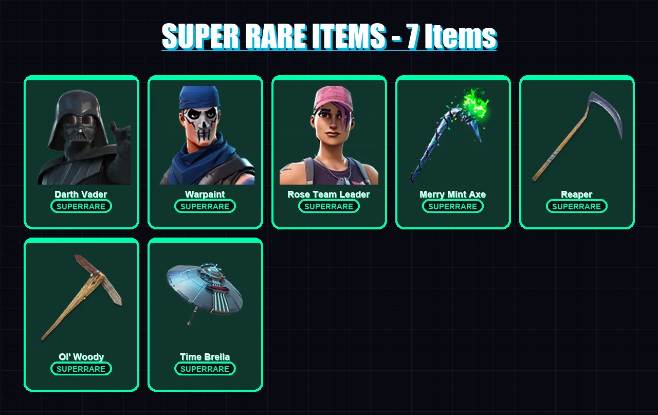 [PC] | Darth Vader | Warpaint | Rose Team Leader | Era | Valeria | 198 skin | 217 pickaxe | 174 emote | 185 glider | Lv3228 — Fortnite account