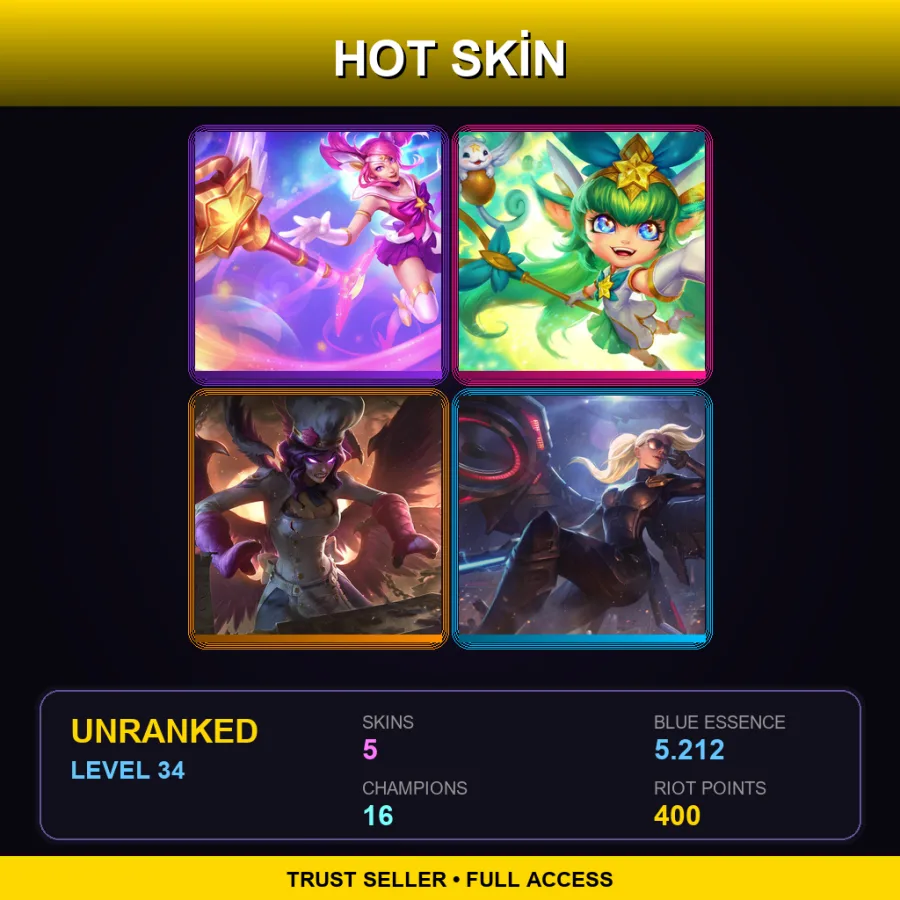 EUNE | Lv34 | Unranked | 5 Skin | 16 Champ — Star Guardian Lulu