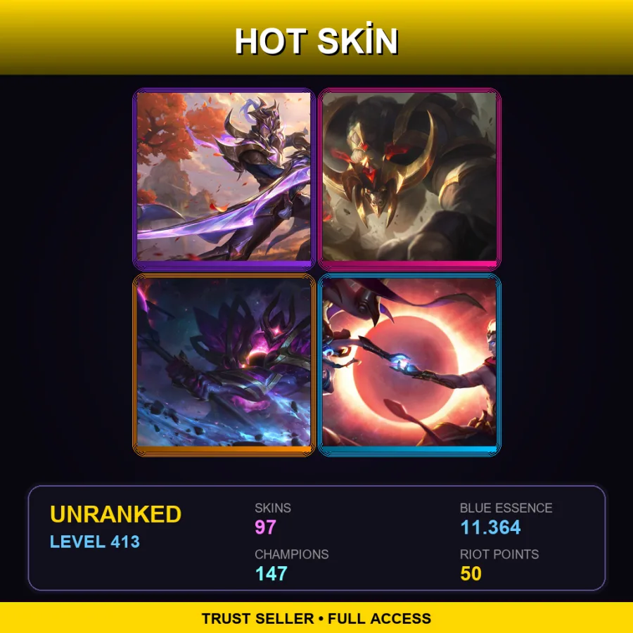 EUW | Lv413 | Unranked | 97 Skin | 147 Champ