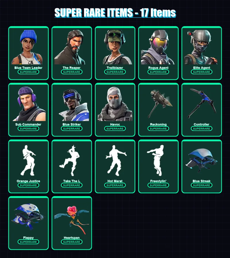[PS4/PS5/XBOX/PC] | Blue Team Leader | The Reaper | Trailblazer | Rogue Agent | Elite Agent | 52 skin | 33 pickaxe | 47 emote | 36 glider | Lv483 — main preview