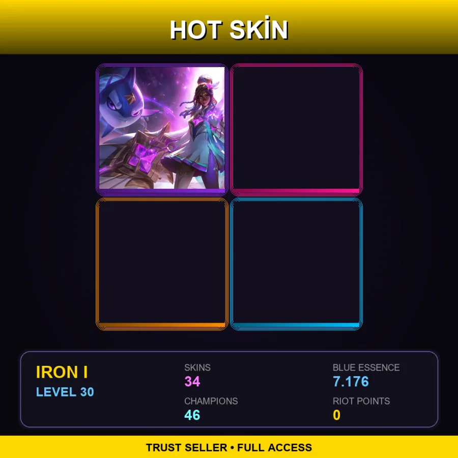 EUW | Lv30 | Iron I | 34 Skin | 46 Champ