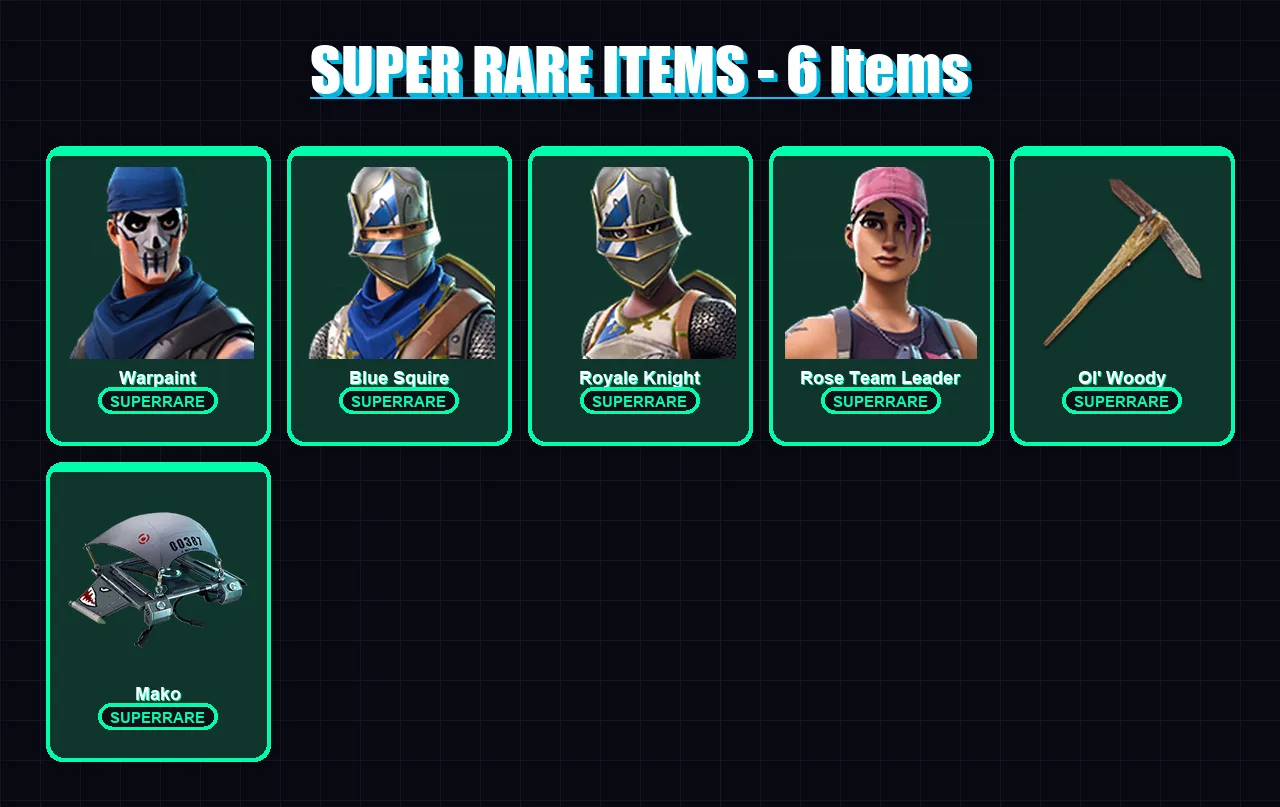 [PC/XBOX/PSN] | Warpaint | Blue Squire | Royale Knight | Rose Team Leader | Carbide | 10 skin | 13 pickaxe | 13 emote | 20 glider | Lv191