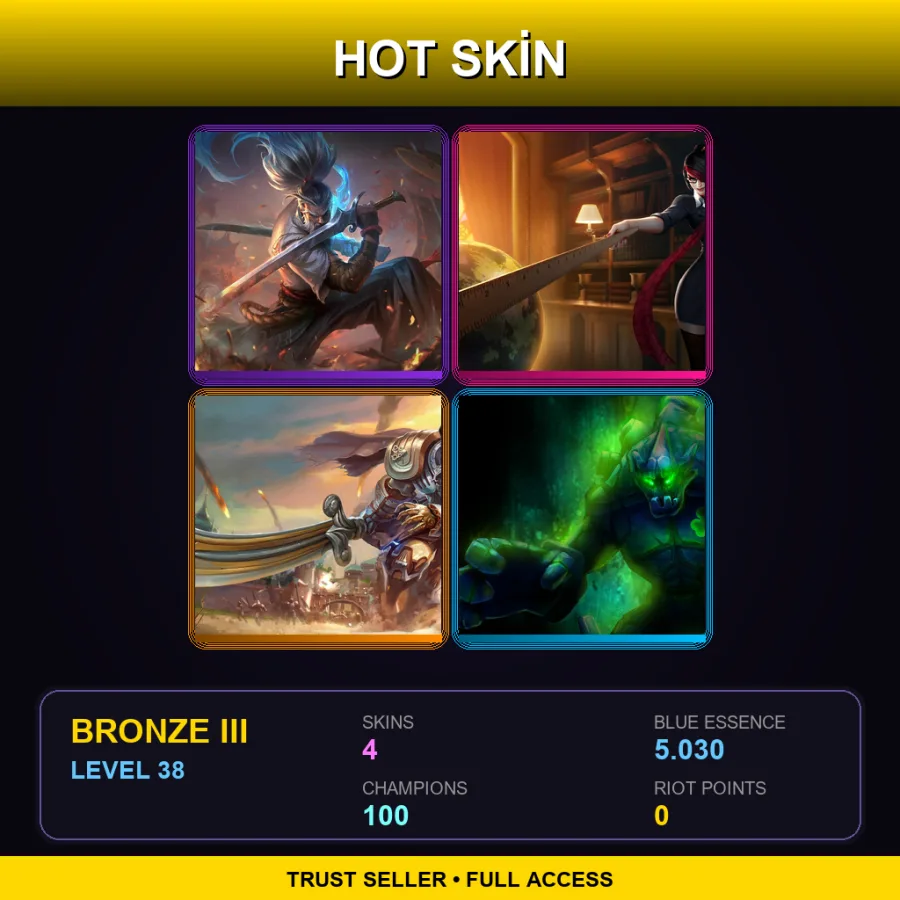 BR | Lv38 | Bronze III | 4 Skin | 100 Champ