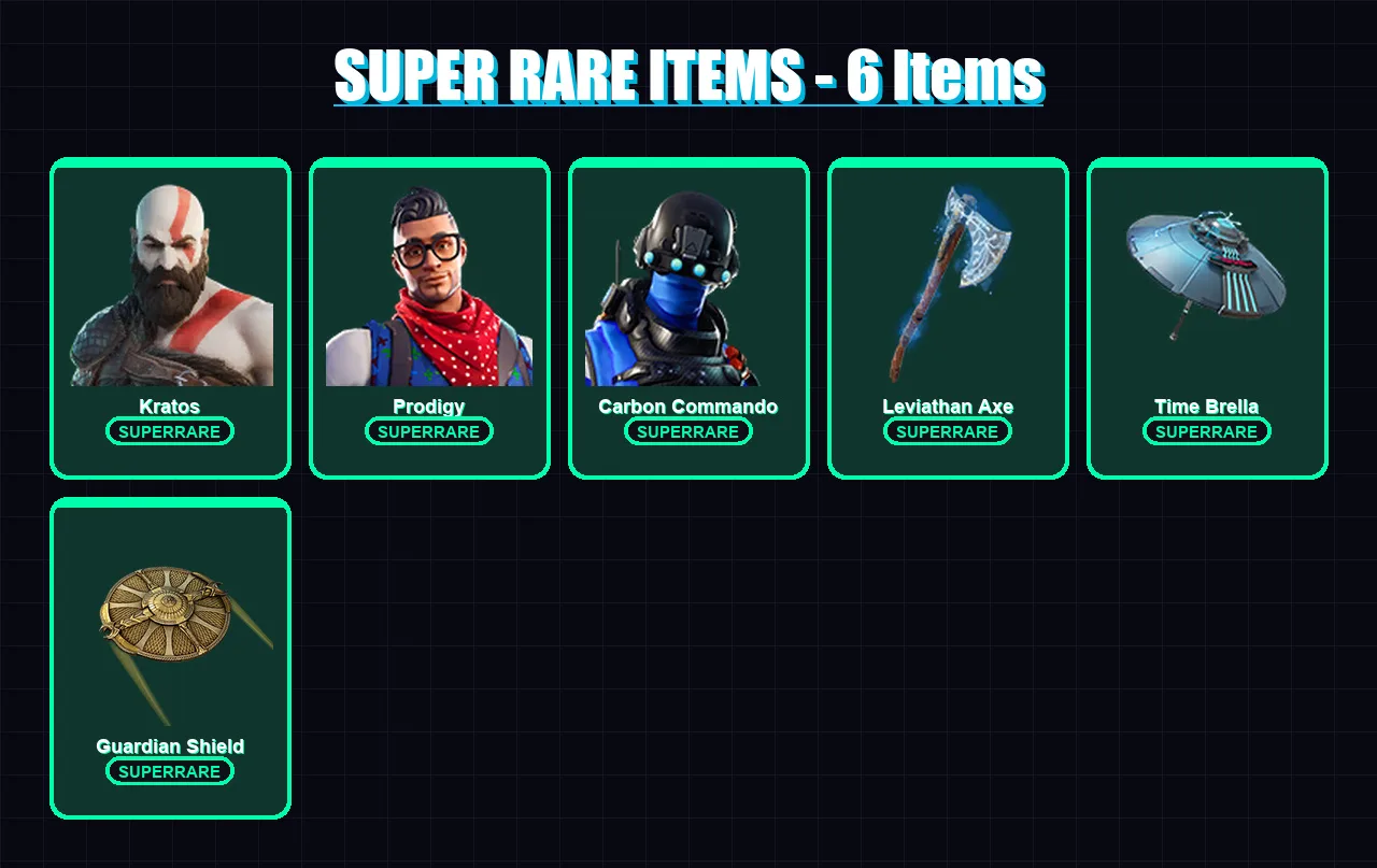 [PS4/PS5/XBOX/PC] | Kratos | Prodigy | Carbon Commando | Sentinel | Lynx | 92 skin | 120 pickaxe | 114 emote | 101 glider | Lv1700