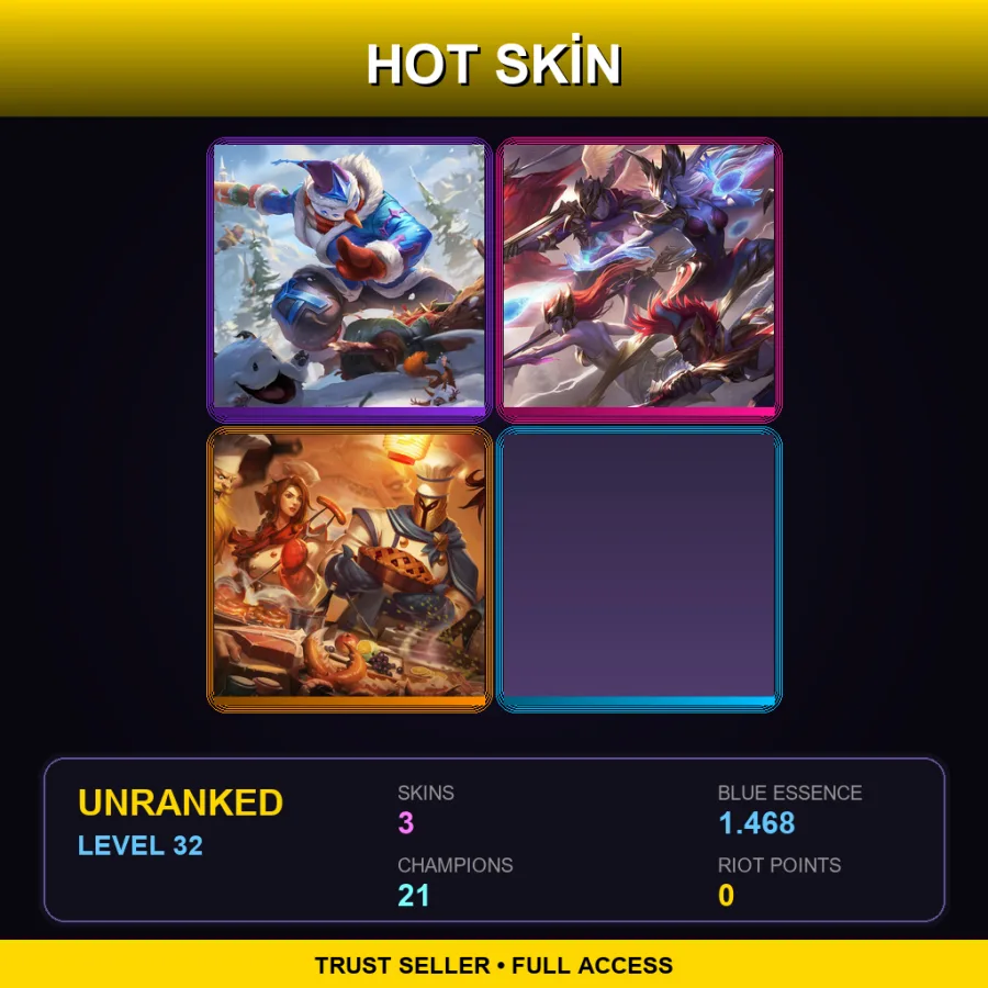 LAS | Lv32 | Unranked | 3 Skin | 21 Champ