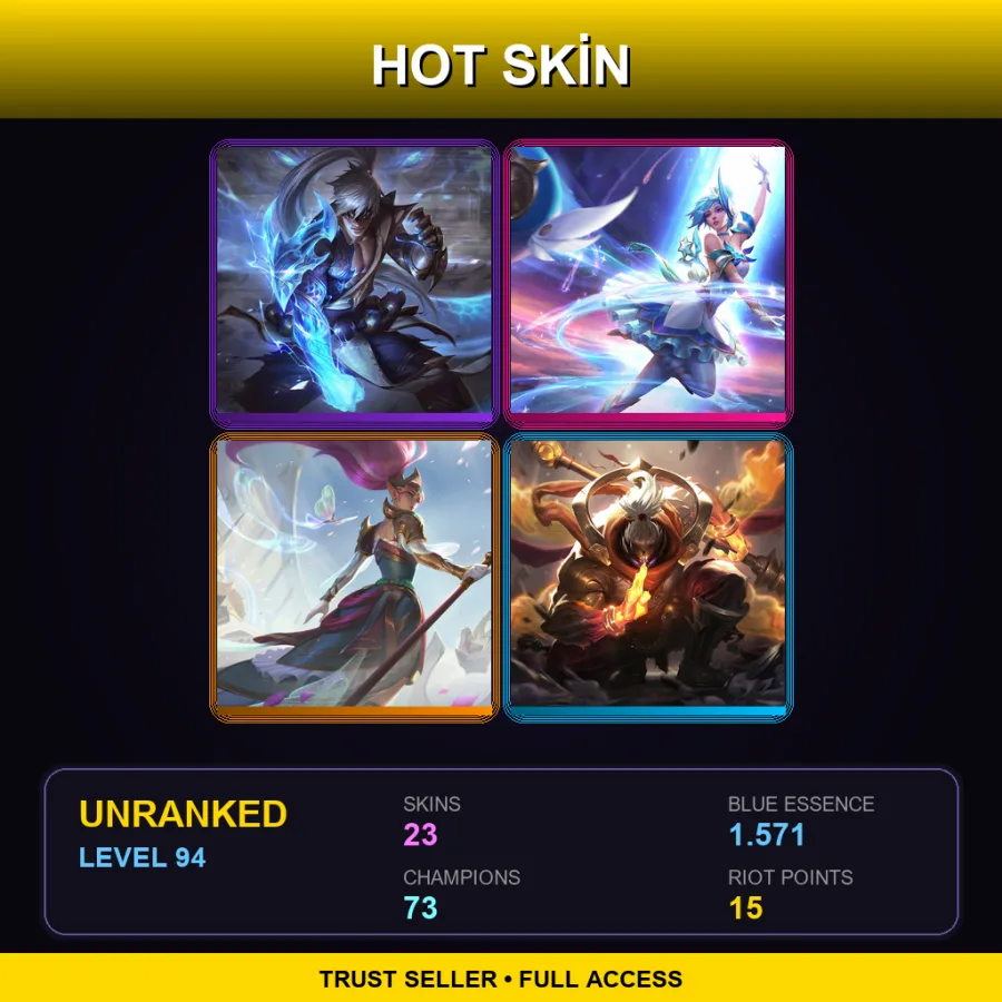 LAS | Lv94 | Unranked | 23 Skin | 73 Champ — LoL account