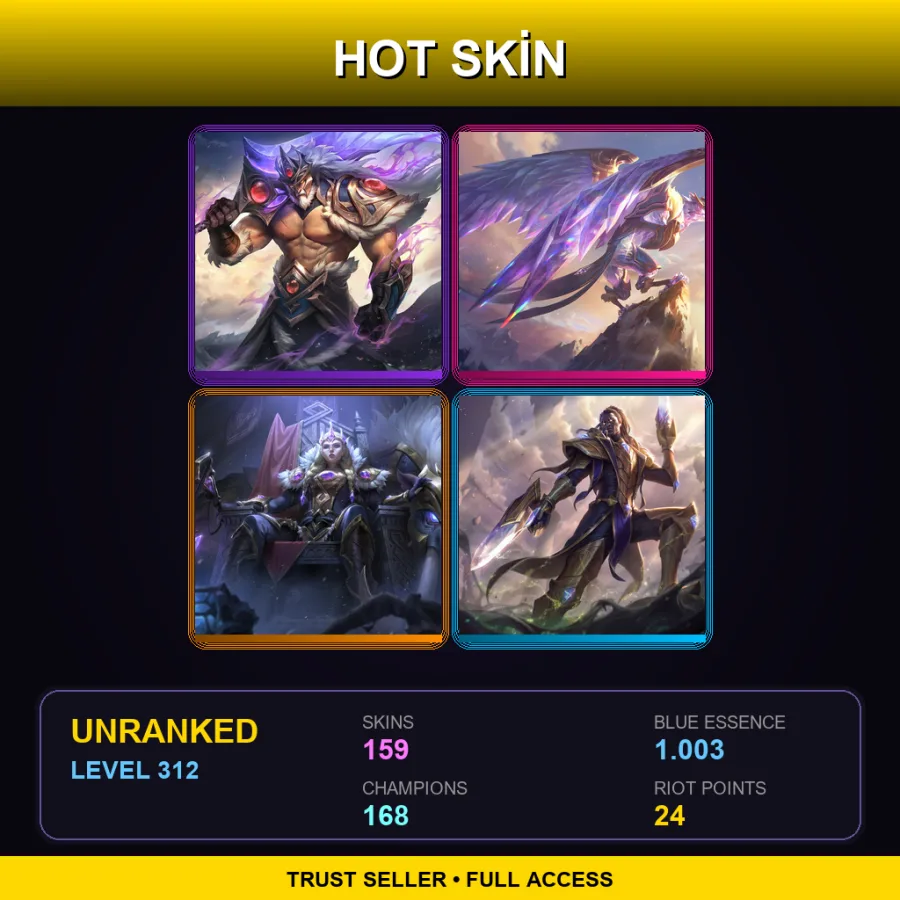 VN | Lv312 | Unranked | 159 Skin | 168 Champ