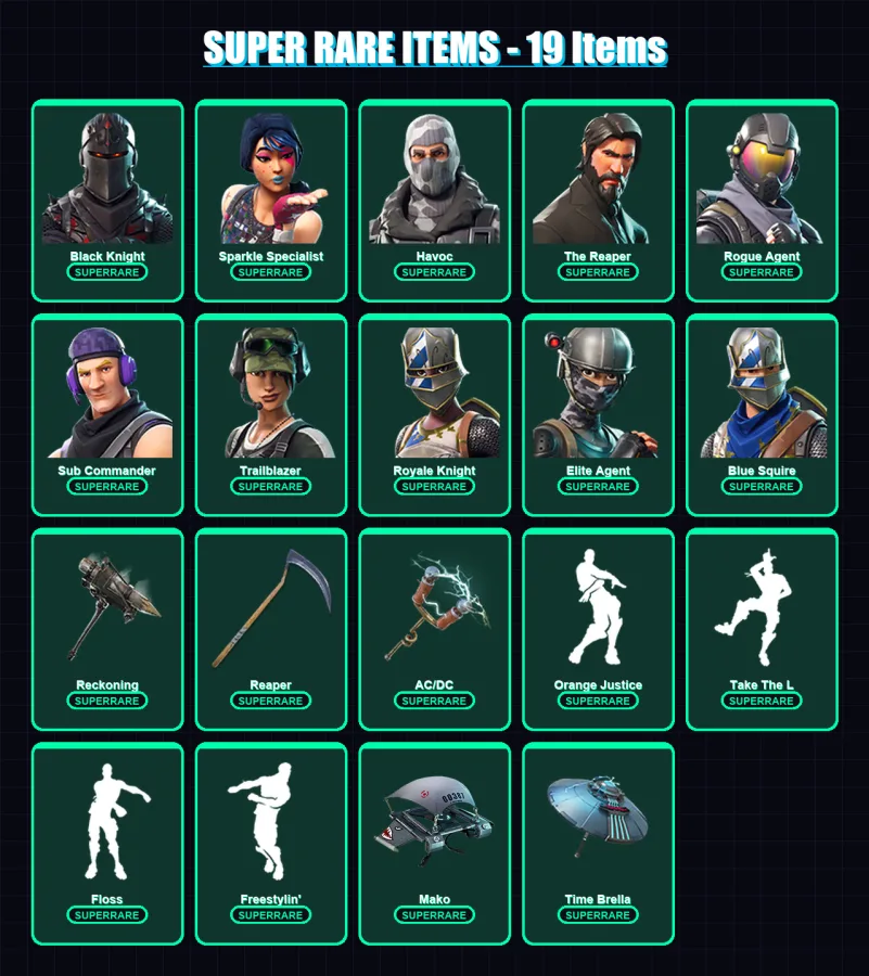 [PC/XBOX/PSN] | Black Knight | Sparkle Specialist | Havoc | The Reaper | Rogue Agent | 36 skin | 33 pickaxe | 34 emote | 37 glider | Lv540