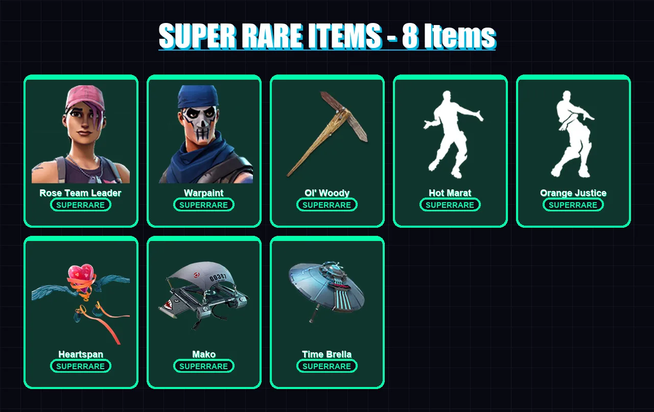 [PC/XBOX/PSN] | Rose Team Leader | Warpaint | Drift | The Visitor | Omega | 29 skin | 54 pickaxe | 48 emote | 58 glider | Lv804